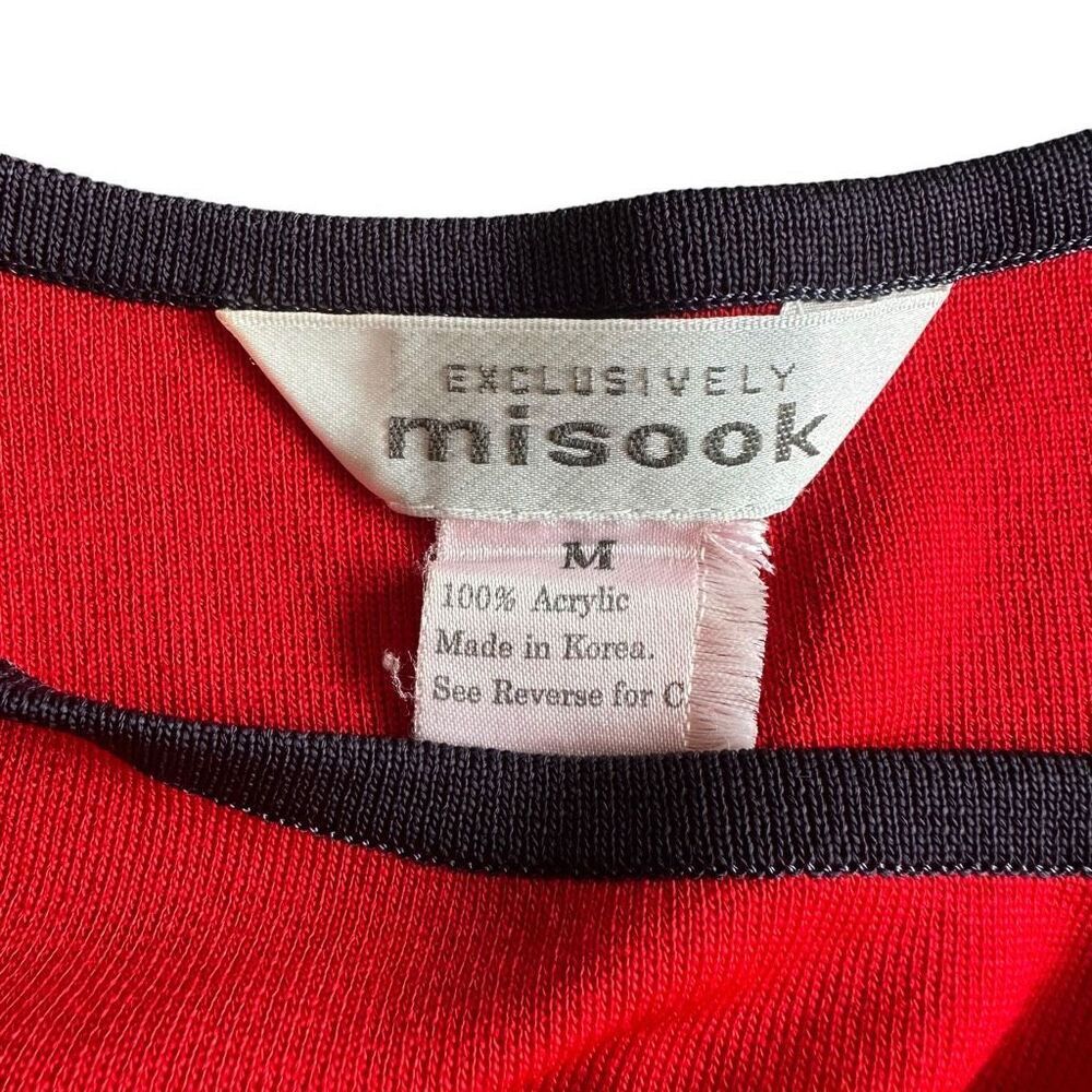Exclusively Misook Sleeveless Shell Tank Top Red White Blue Stripe Size Medium - Picture 3 of 5